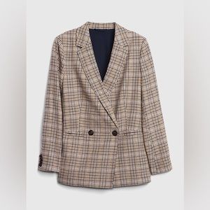 Gap Plaid Double-Breasted Blazer Medium Tall